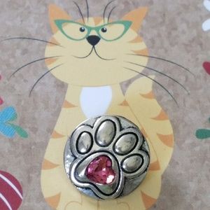 Pink Paw print snap for Snap jewelry